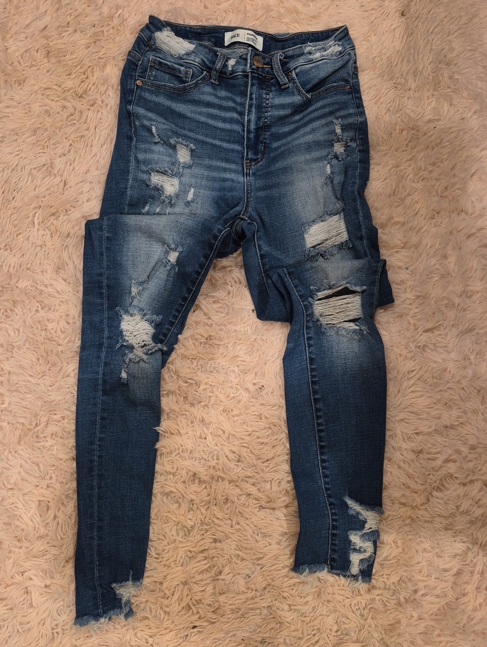 Parker Ripped Mid-Blue Skinny Jeans